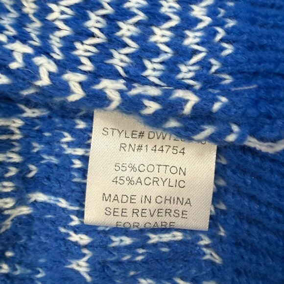 Davi & Dani NEW 3D Flower Texture Round Neck Dropped Shoulder Sweater Sz L Blue - Picture 11 of 11